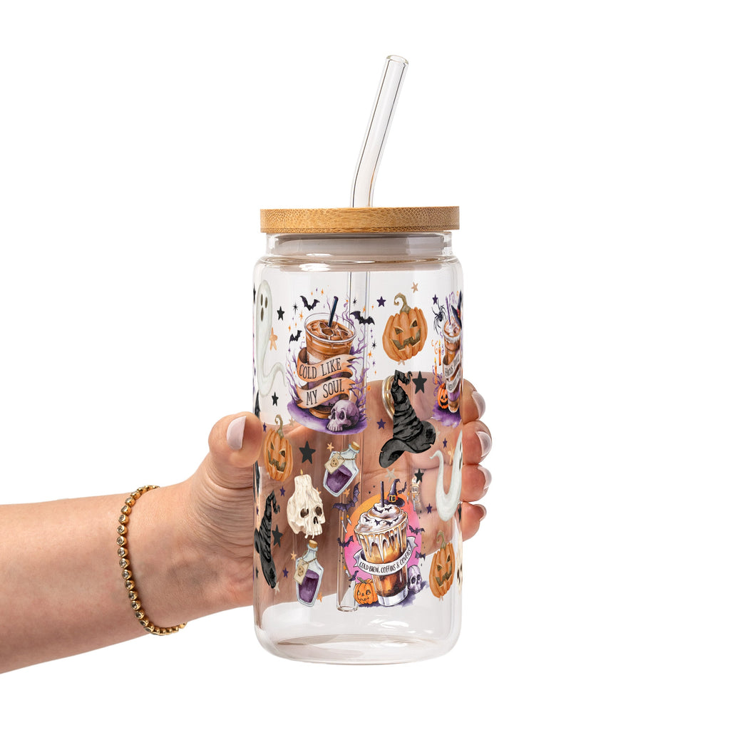 Halloween Fall Coffees Glass Cup
