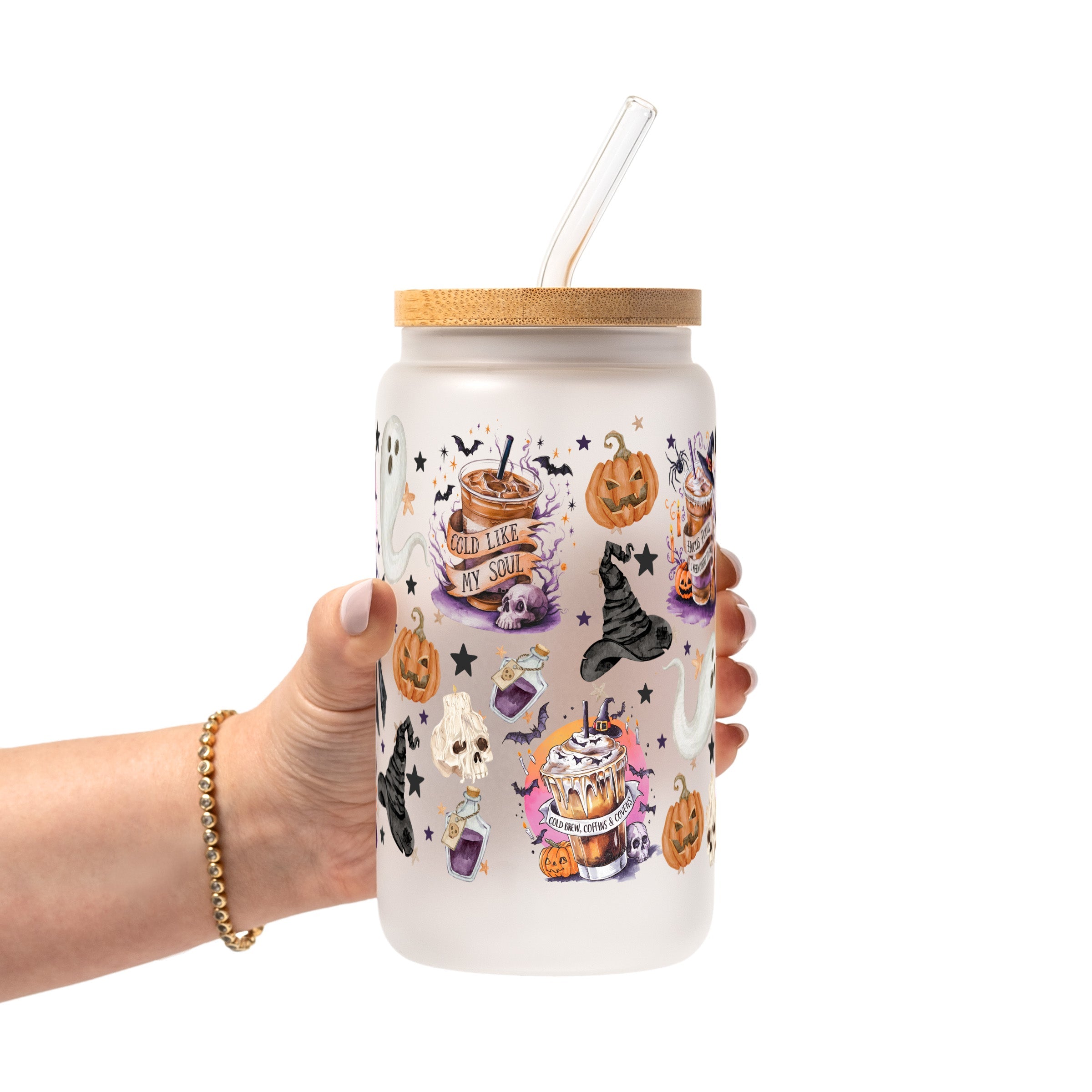 Halloween Fall Coffees Glass Cup