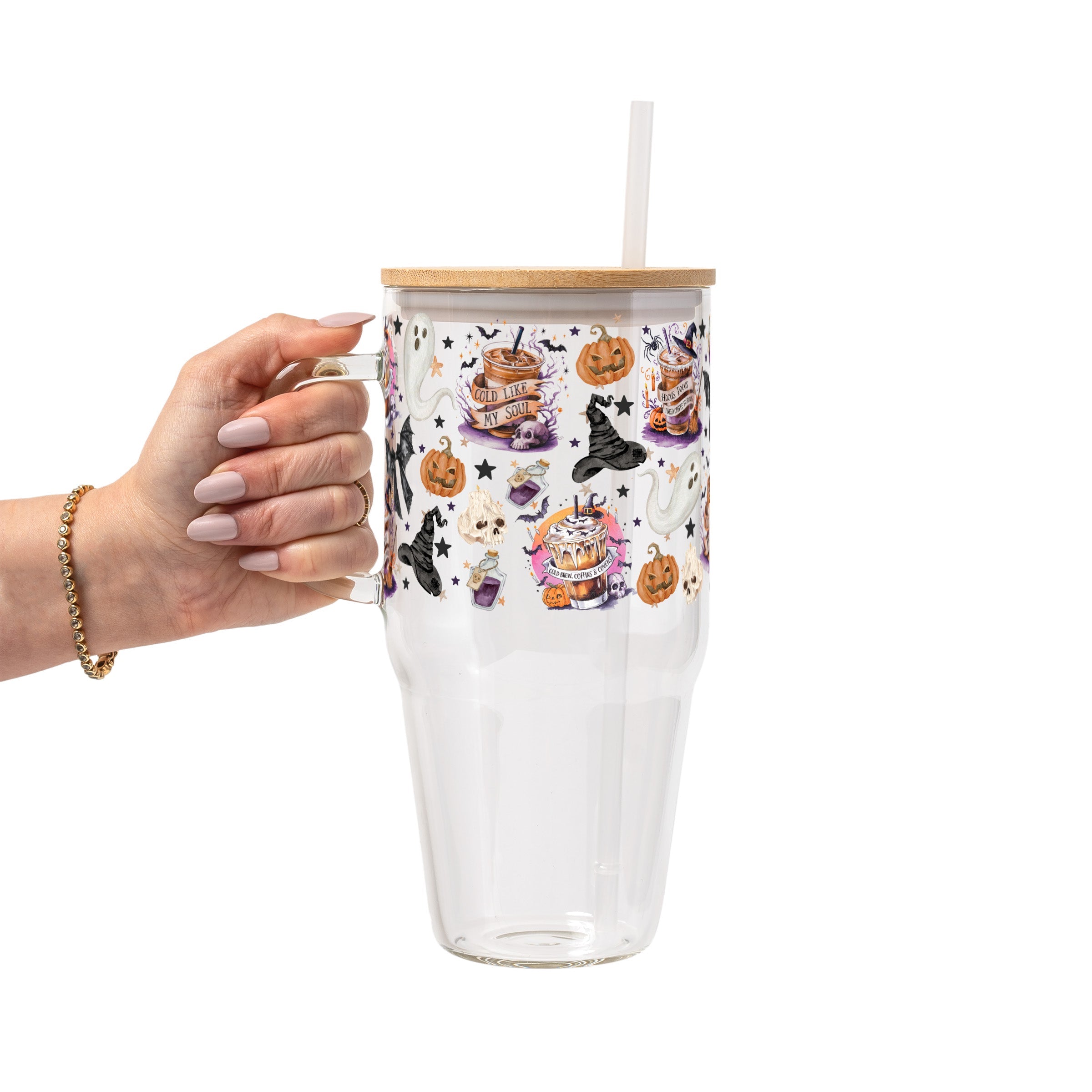 Halloween Fall Coffees Glass Cup