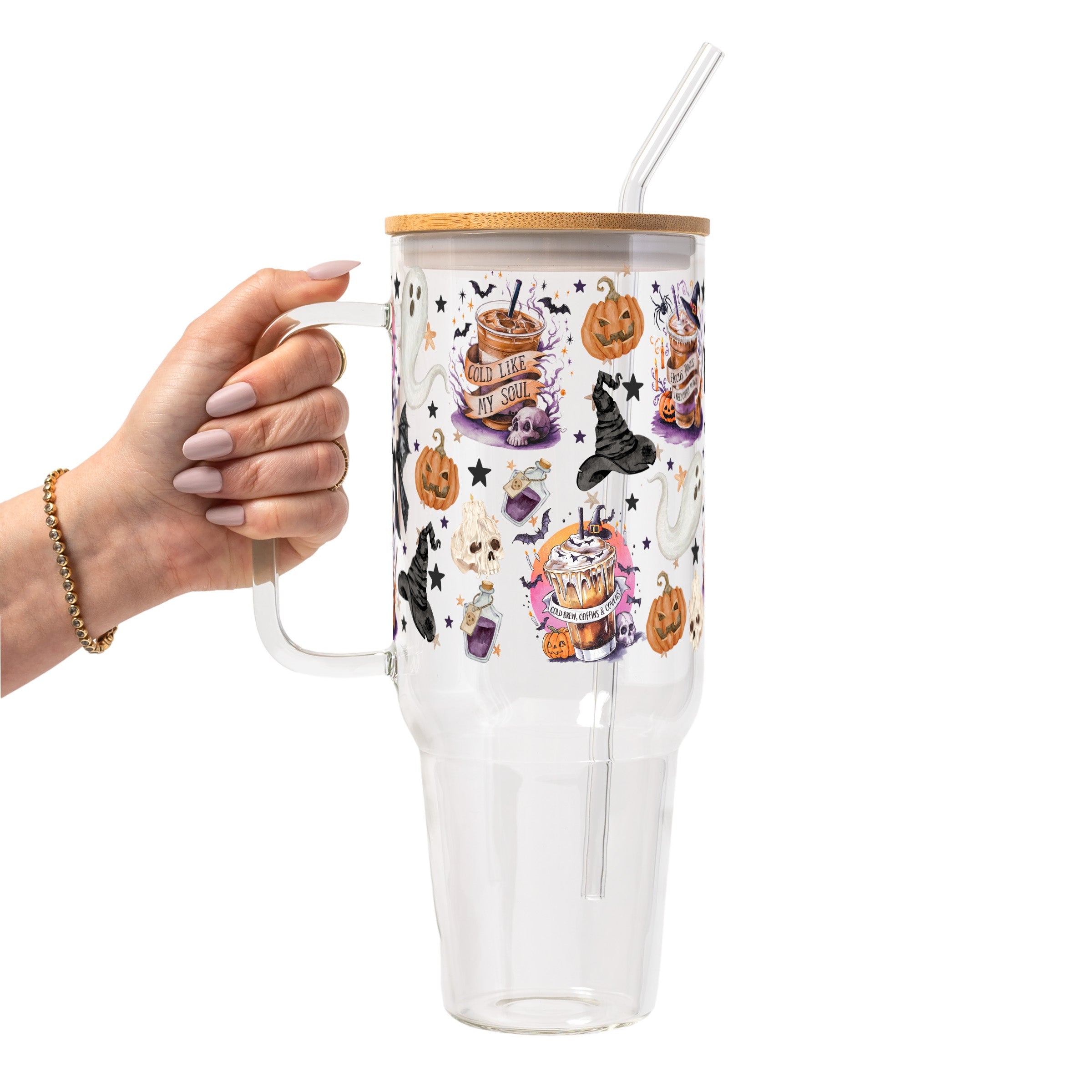 Halloween Fall Coffees Glass Cup