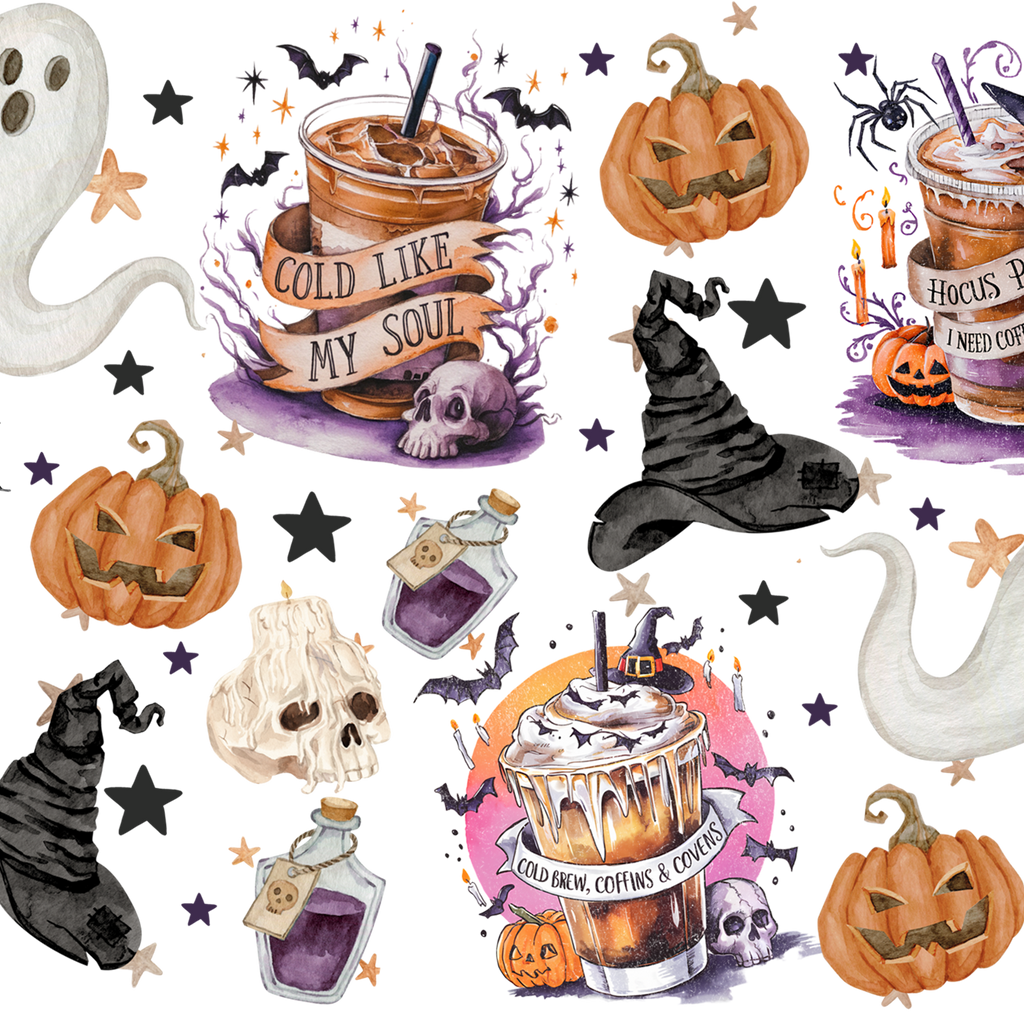 Halloween Fall Coffees Glass Cup