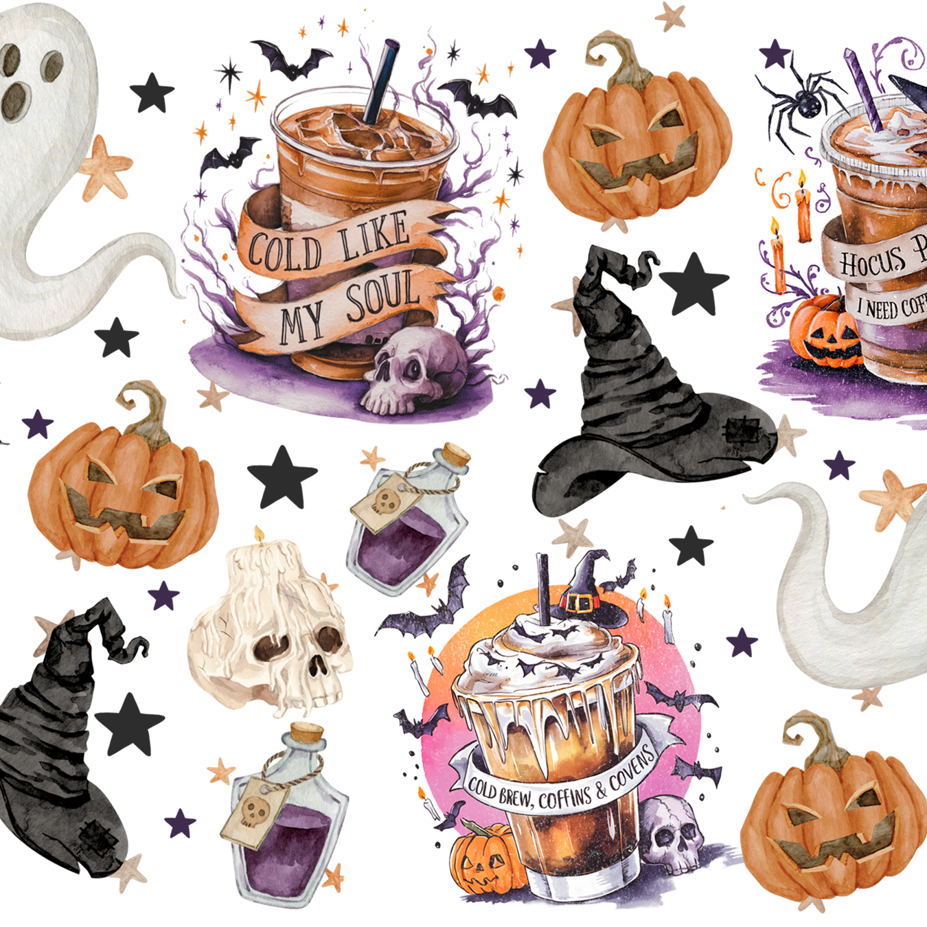 Halloween Fall Coffees Glass Cup