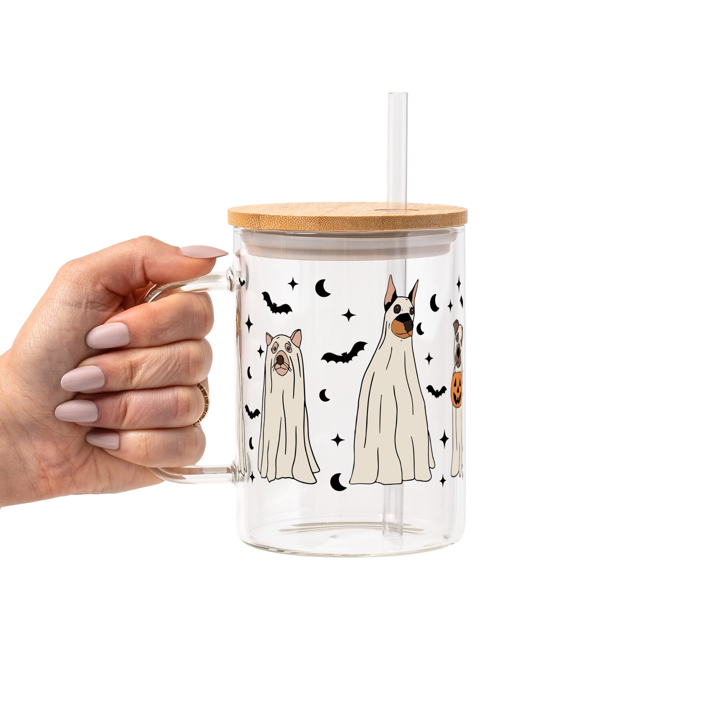 Ghost Dogs Halloween Glass Cup