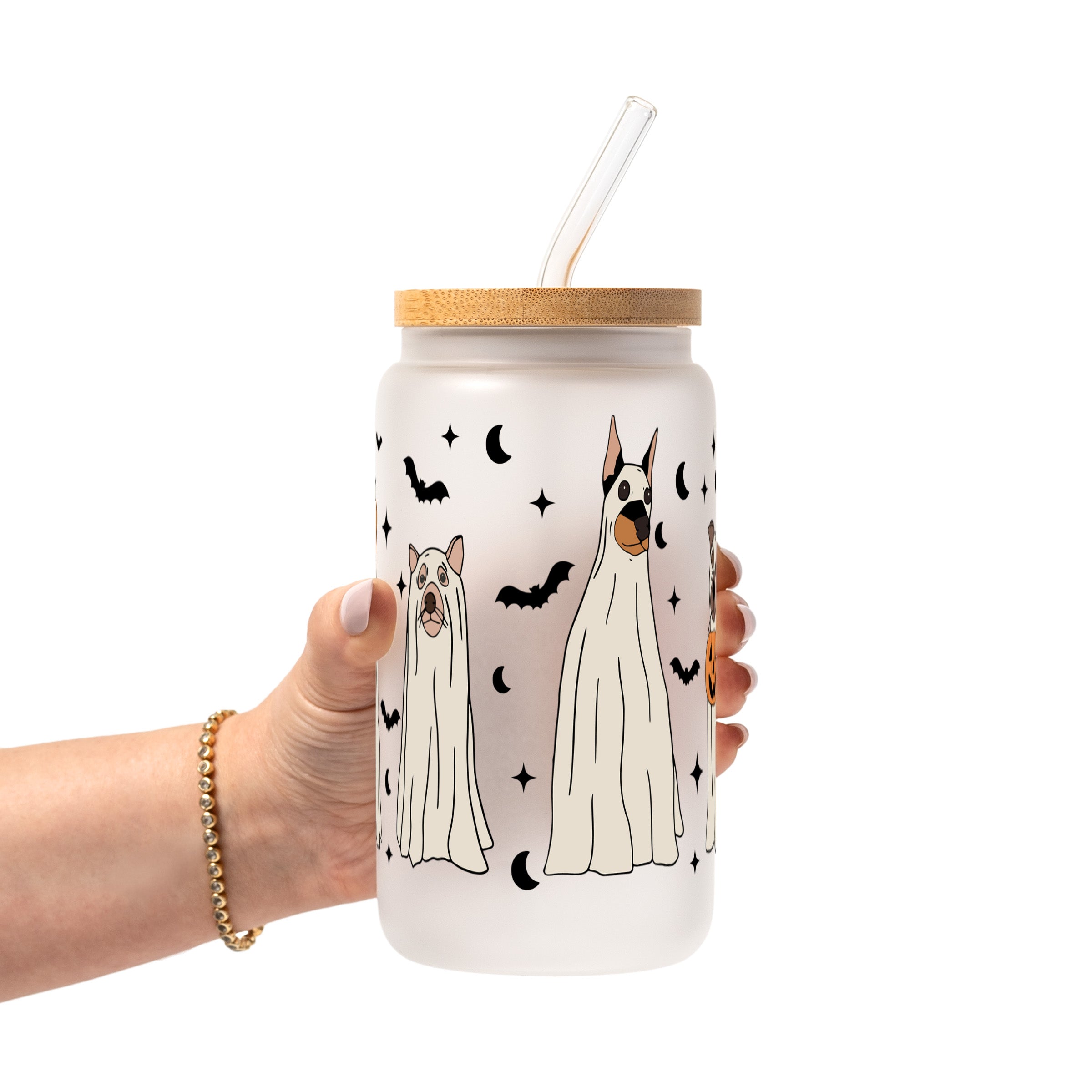 Ghost Dogs Halloween Glass Cup