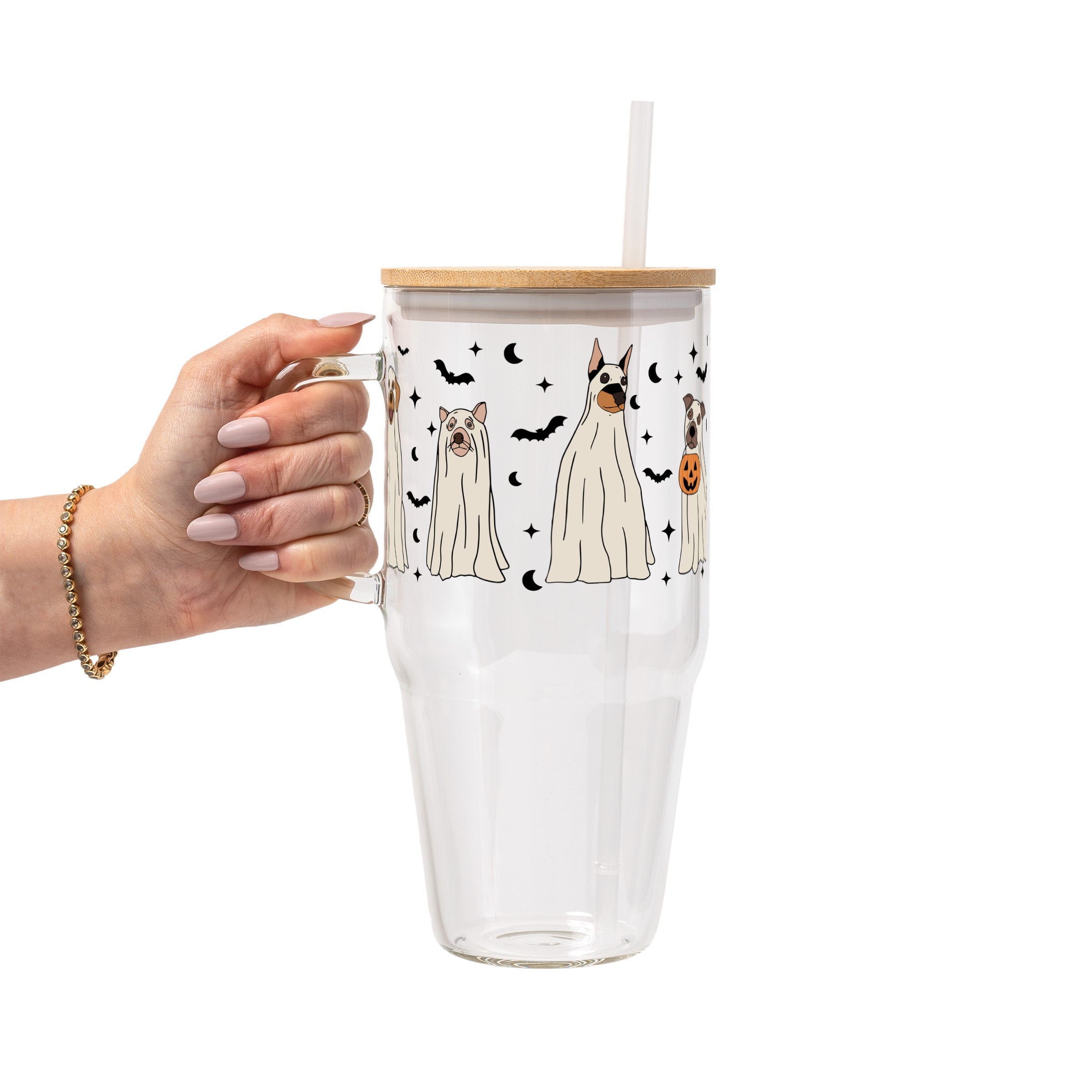 Ghost Dogs Halloween Glass Cup