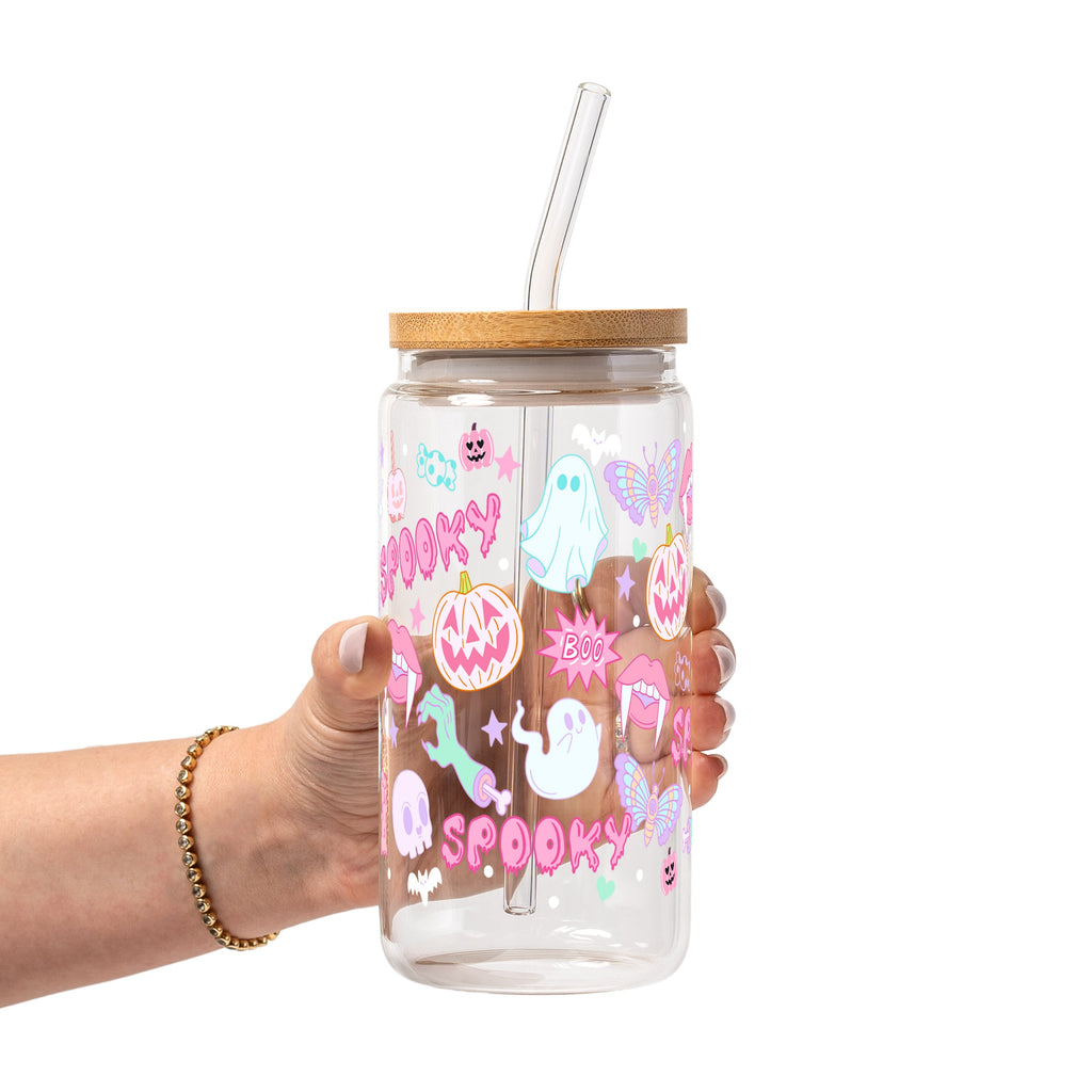 Pastel Pink Halloween Glass Cup