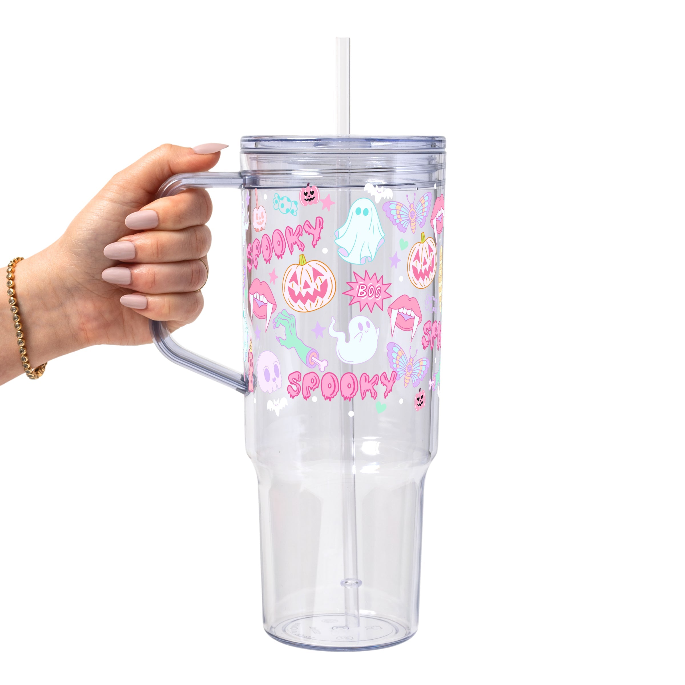 Pastel Pink Halloween Glass Cup