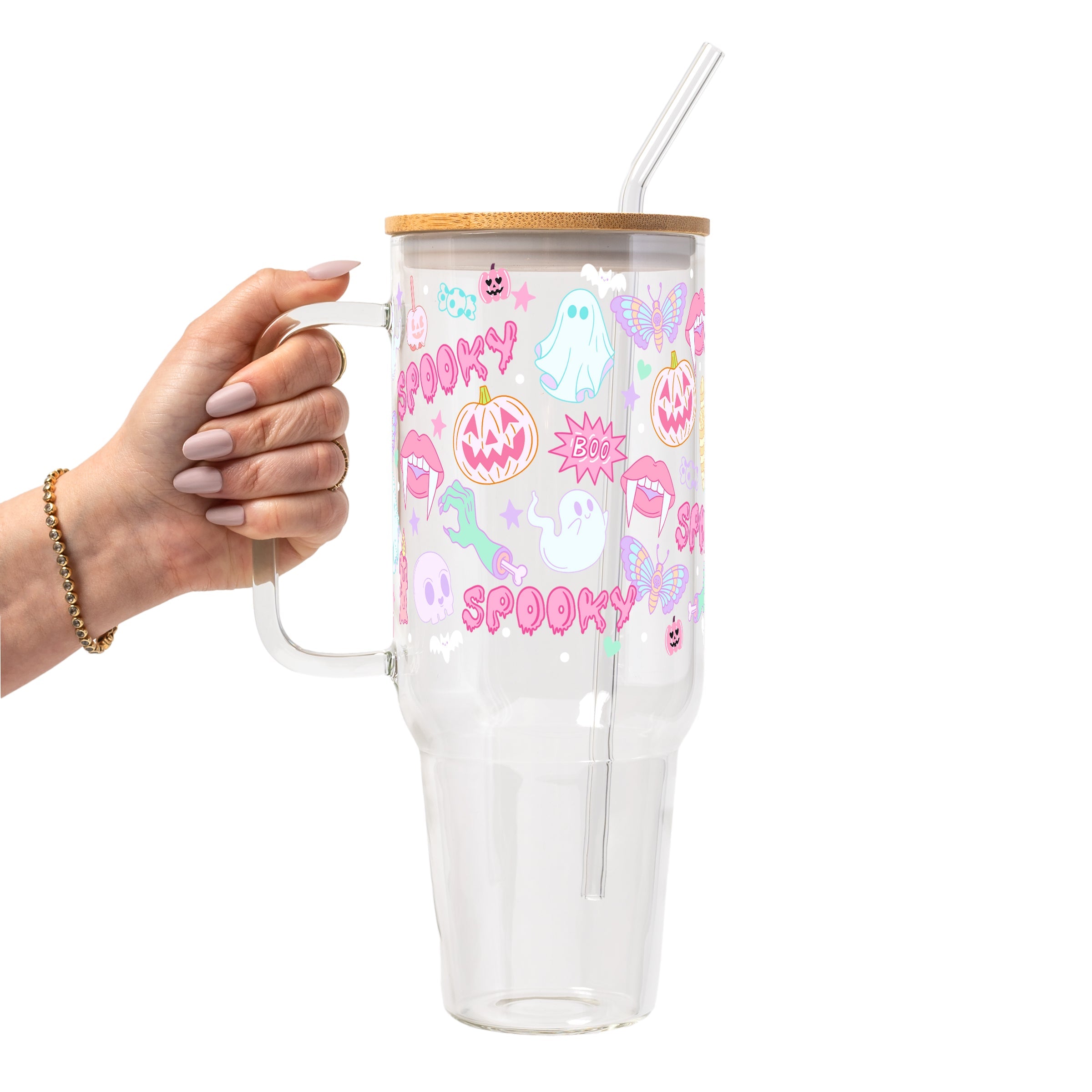 Pastel Pink Halloween Glass Cup