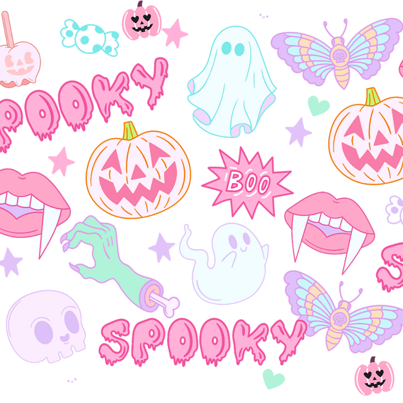 Pastel Pink Halloween Glass Cup