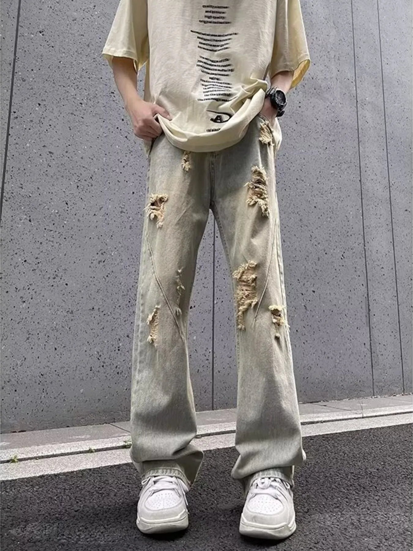 Men's Full Size Ripped Distressed Straight Leg Jeans